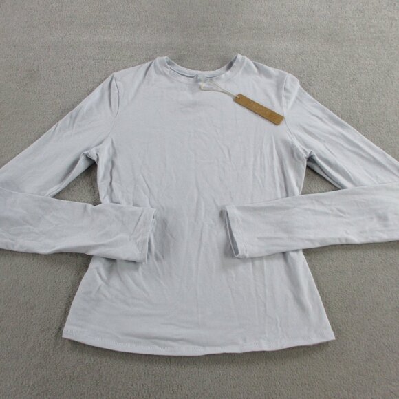 SKIMS Cotton Jersey Long Sleeve T Shirt Womens Medium Zen Blue Casual Crewneck - Picture 2 of 9